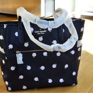 Kate Spade Black Tote with White Apple Print